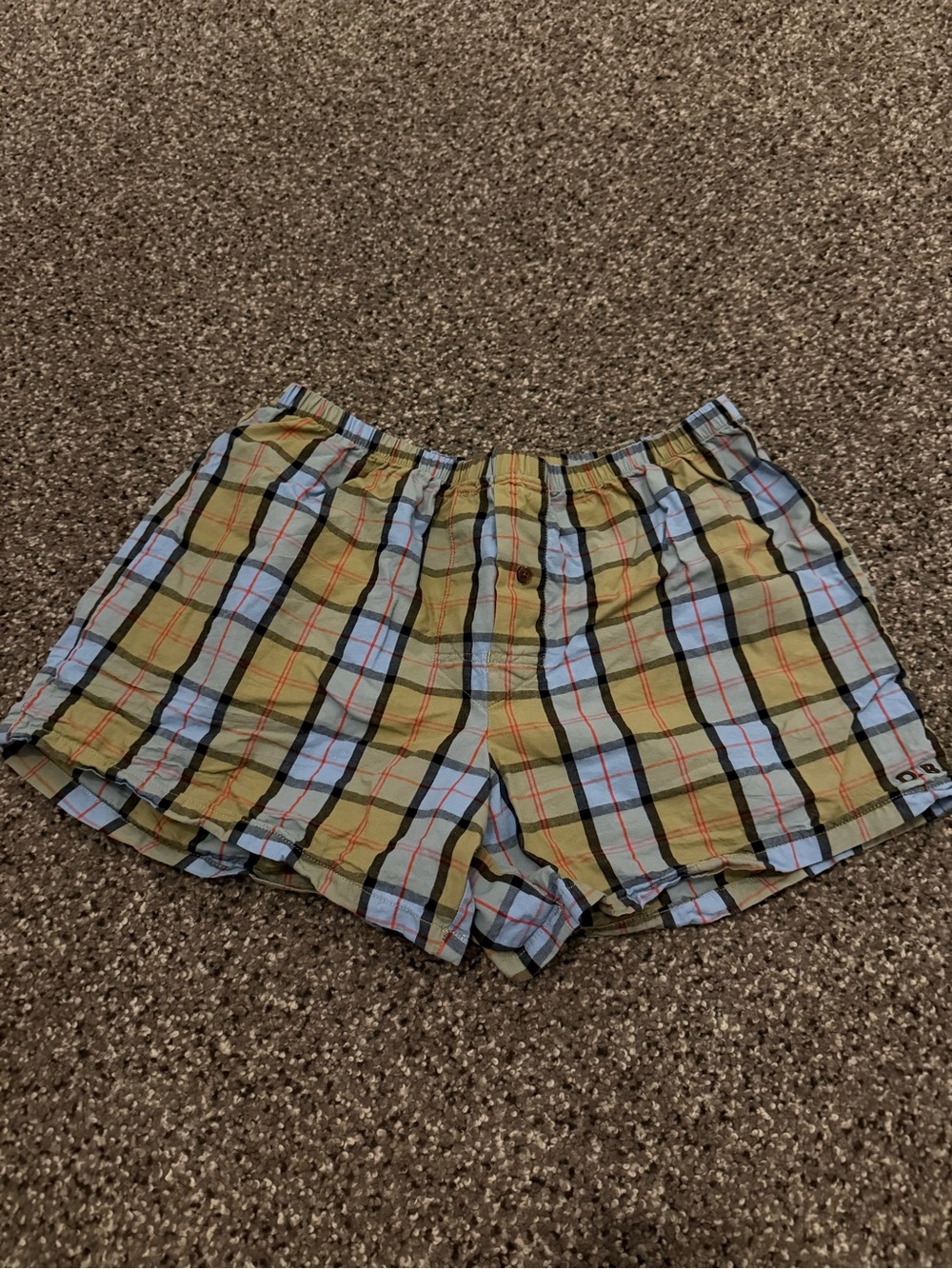 Women's Plaid Athletic Shorts - Light Blue and Olive